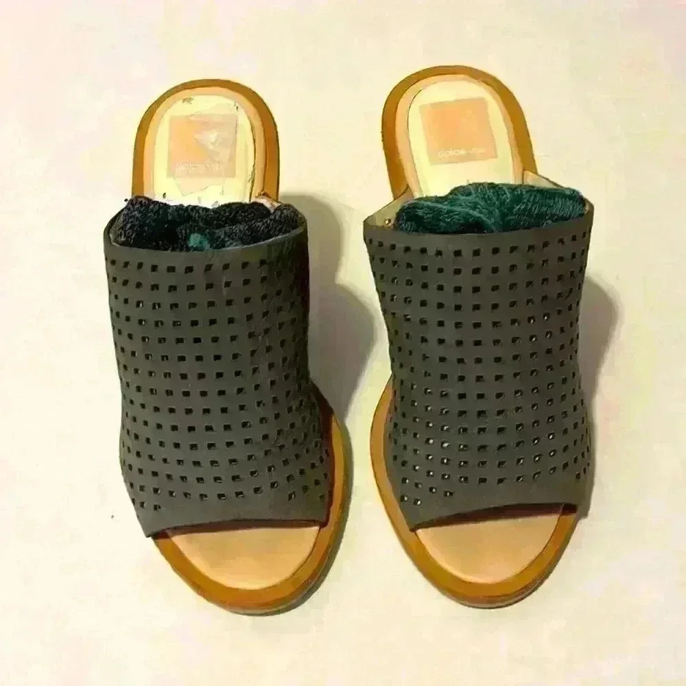 Dolce Vita open toe grey suede mules​